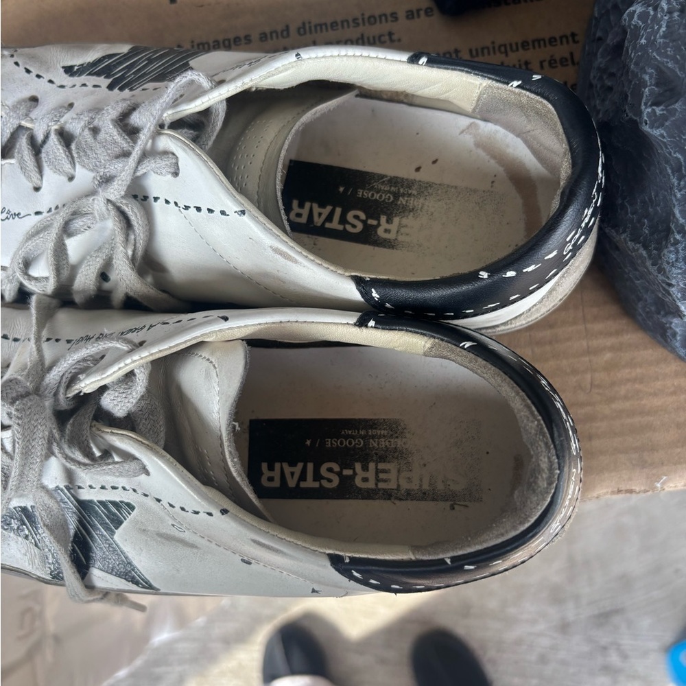 Golden Goose White and Black Star Sneakers - Picture 3 of 7